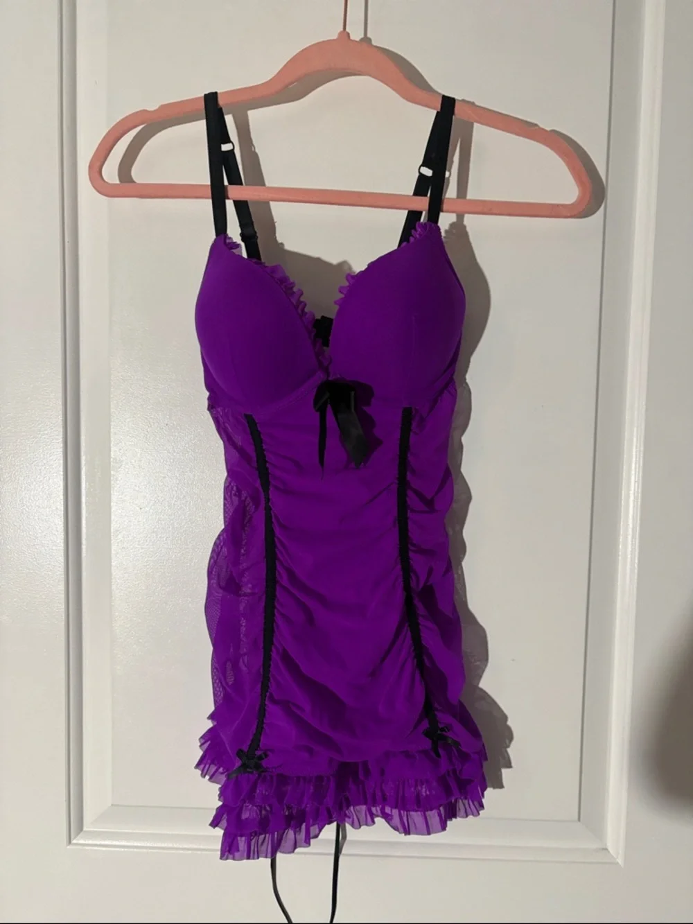 La SENZA Purple Chemise with Black Trim - Picture 1 of 3